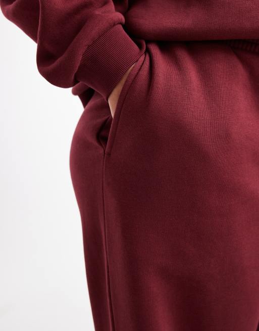 ASOS DESIGN Curve - Ultimate - Brushback joggingbroek met boorden in bordeauxrood, 5 van 5