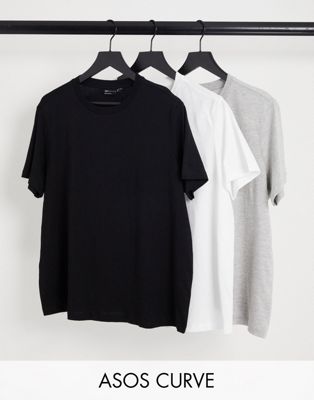 ASOS DESIGN Curve ultimate t-shirt with crew neck in cotton blend 3 pack SAVE - MULTI - ASOS Price Checker