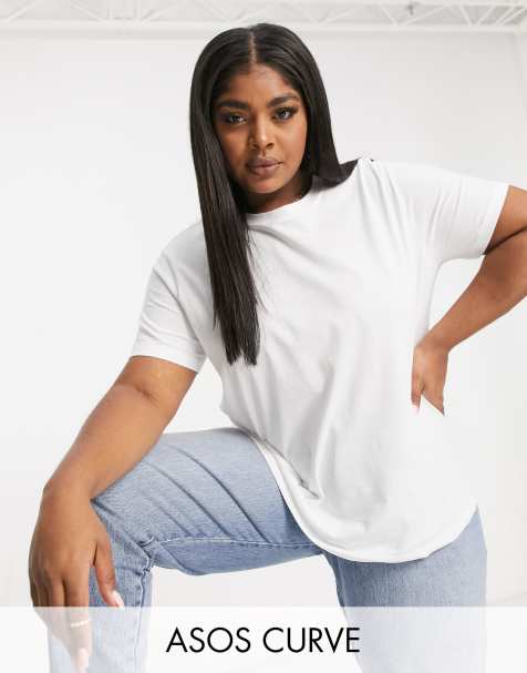 ASOS DESIGN Curve ultimate cotton t-shirt with crew neck in white - WHITE - view 1