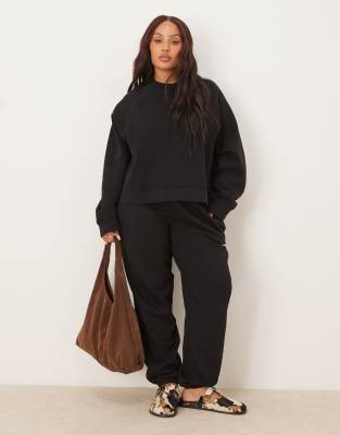 ASOS Curve ASOS DESIGN Curve ultimate cuffed brushback jogger in black