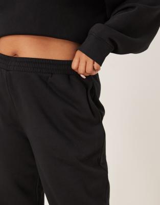 Asos Curve Asos Design Curve Ultimate Cuffed Brushback Sweatpants In Black