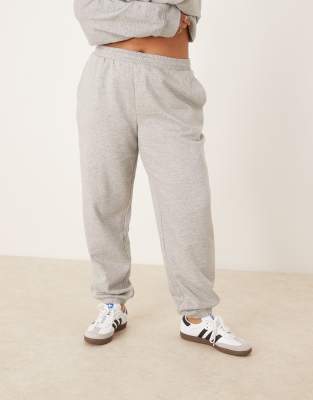 Asos Curve Asos Design Curve Ultimate Cuffed Brushback Sweatpants In Gray