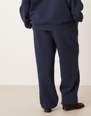 Asos Curve Asos Design Curve Ultimate Cuffed Brushback Sweatpants In Blue