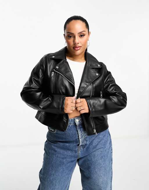 Asos curve cheap leather jacket