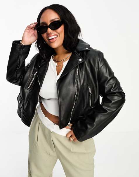 YOURS Plus Size Curve Black Faux Leather Puffer Jacket