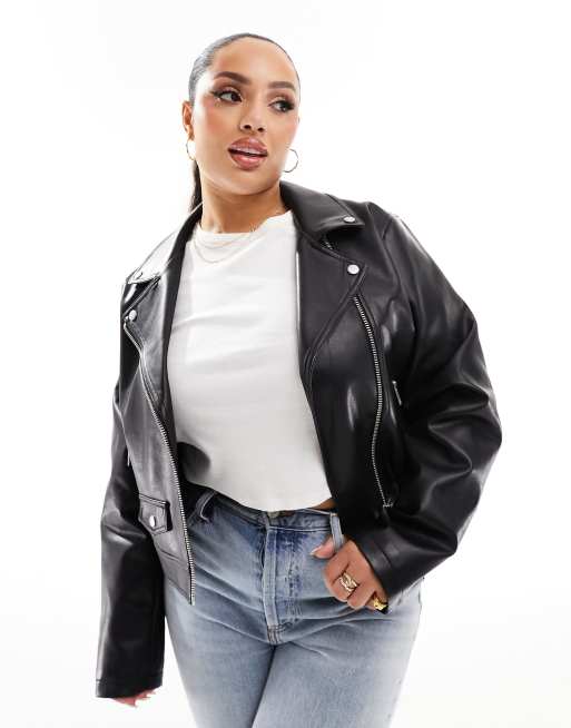 Asos curve 2025 leather jacket