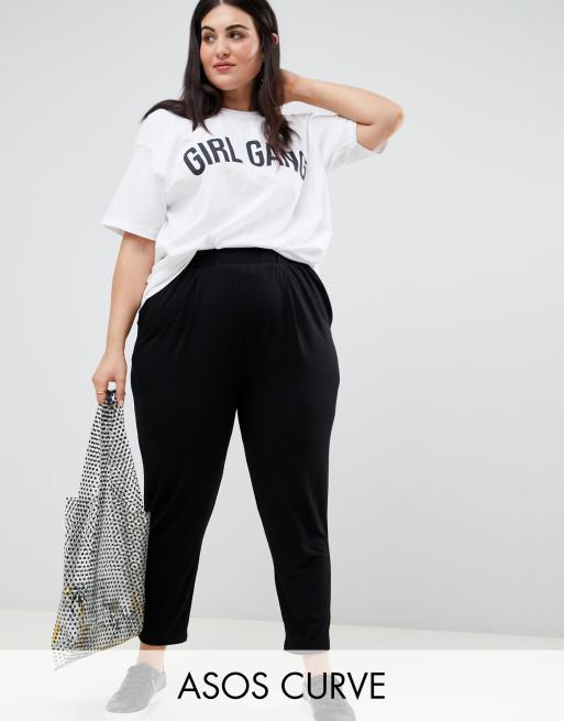 ASOS DESIGN Curve ultimate jersey peg pants in black