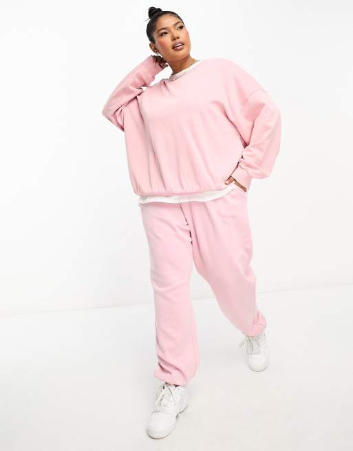 ASOS DESIGN Curve ultimate Jogger co ord in washed pink ASOS