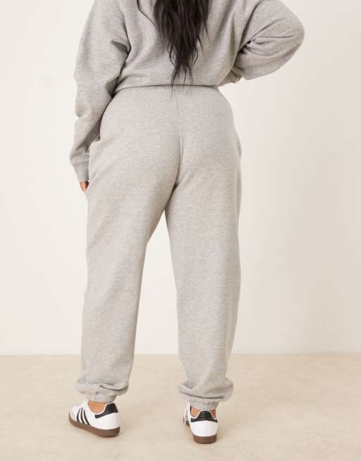 ASOS DESIGN Curve - Ultimate - Joggers grigio mélange con interno spazzolato e fondo elasticizzato, 4 di 5