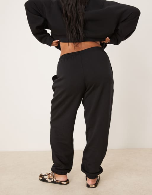 ASOS DESIGN Curve - Ultimate - Joggers neri con interno spazzolato e fondo elasticizzato, 3 di 5