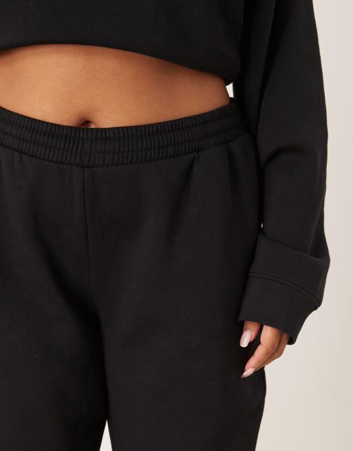 ASOS DESIGN Curve - Ultimate - Joggers neri con interno spazzolato e fondo elasticizzato, 5 di 5