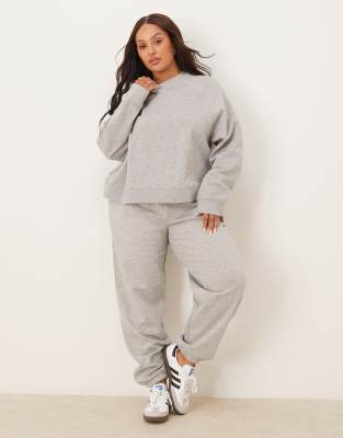 ASOS DESIGN Curve - Ultimate - Jogginghose in Grau meliert mit Bündchen und weicher Innenseite
