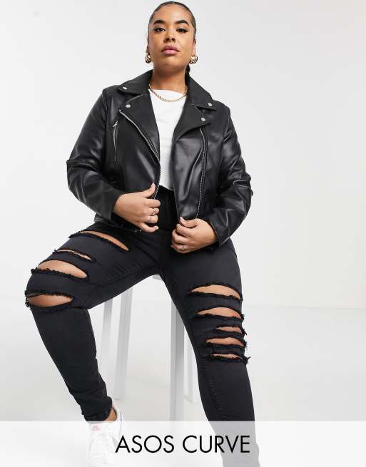 Asos leather hot sale look jacket