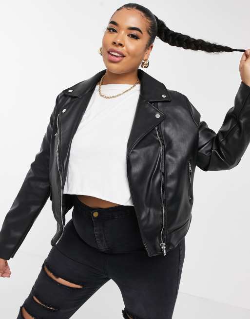 Asos curve cheap leather jacket