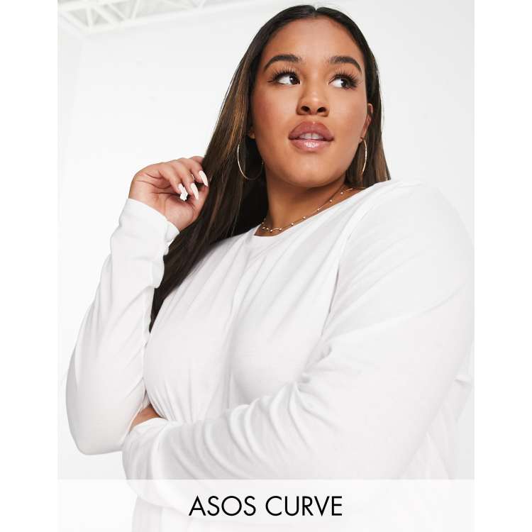 ASOS DESIGN Curve ultimate long sleeve t-shirt in White | ASOS