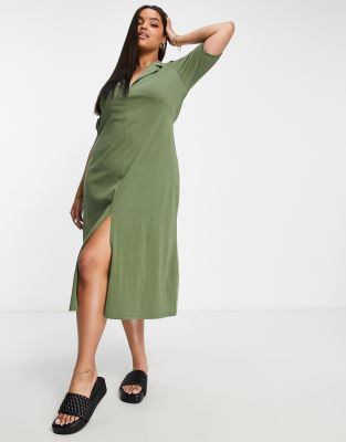 khaki green casual dress