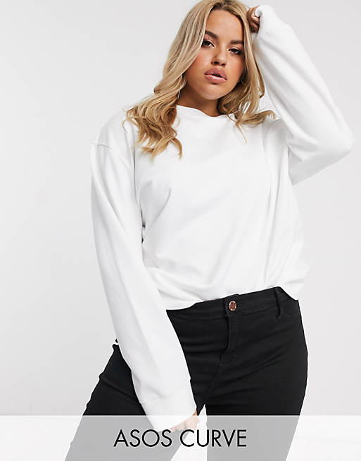 ASOS DESIGN Curve ultimate organic cotton sweatshirt in white | ASOS