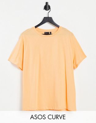 ASOS DESIGN Curve ultimate organic cotton t-shirt with crew neck in peach