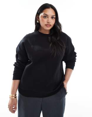 ASOS DESIGN Curve - Ultimate - Oversize-Sweatshirt in Schwarz mit weicher Innenseite