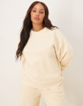 [ASOS Curve] ASOS DESIGN Curve ultimate oversized brushback sweatshirt in buttermilk-Yellow XL Buttermilk