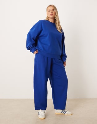 Asos Curve Asos Design Curve Ultimate Oversized Brushback Sweatshirt In Blue