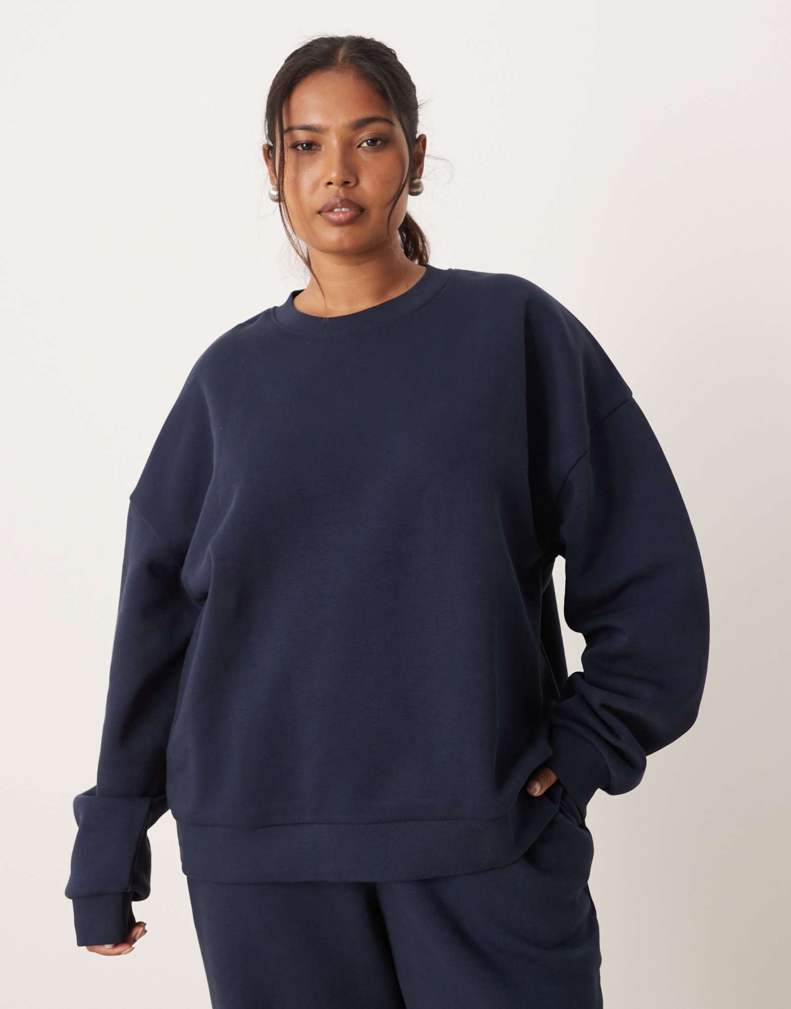 СТИЛЬНАЯ толстовка ASOS DESIGN Curve ultimate оверсайз с капюшоном темно-синего цвета