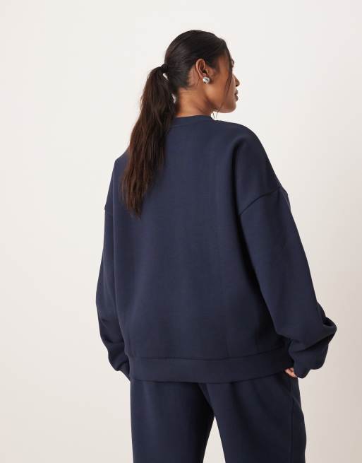ASOS DESIGN Curve ultimate oversized brushback sweatshirt in navy, 2 of 4