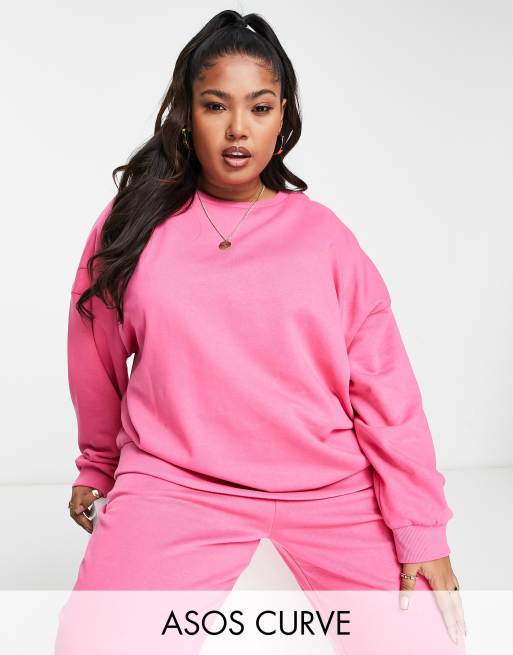 ASOS DESIGN Curve ultimate oversized sweatshirt co ord in pink