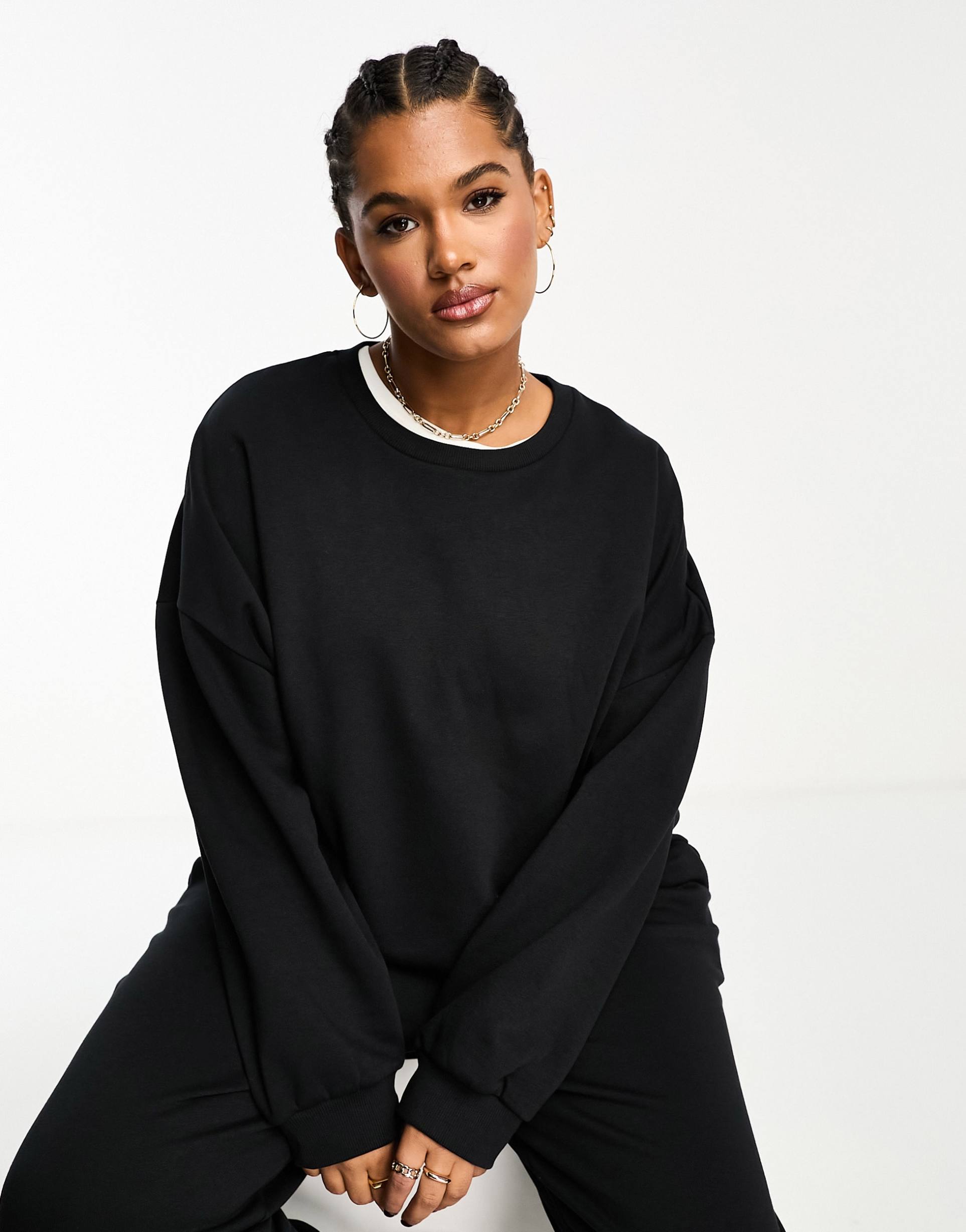 asos design curve ultimate oversized sweatshirt in black