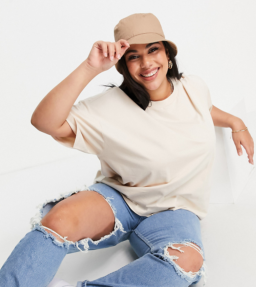 ASOS DESIGN Curve ultimate oversized t-shirt in stone-Neutral