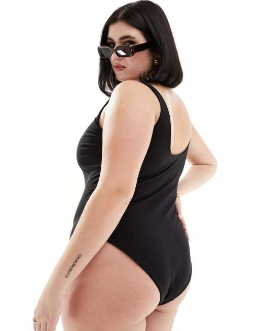 ASOS DESIGN Curve - Ultimate Revenge - Costume da bagno nero modellante con scollo squadrato, 2 di 4