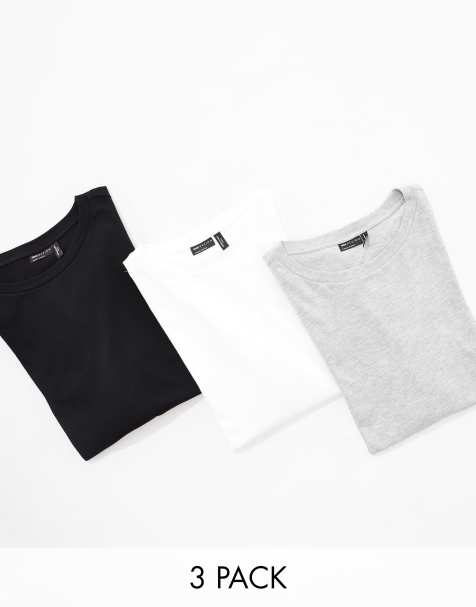 ASOS DESIGN Curve - Ultimate - Set van 3 T-shirts van katoenmix met ronde hals - BESPAAR - MULTI - view 1