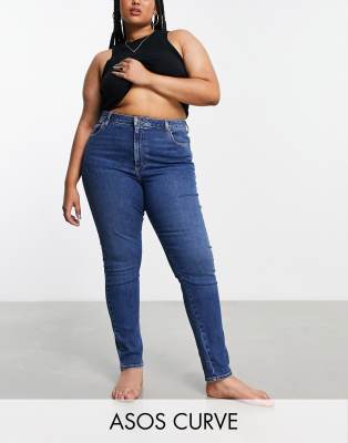 Asos Curve Asos Design Curve Ultimate Skinny Jeans In Dark Blue