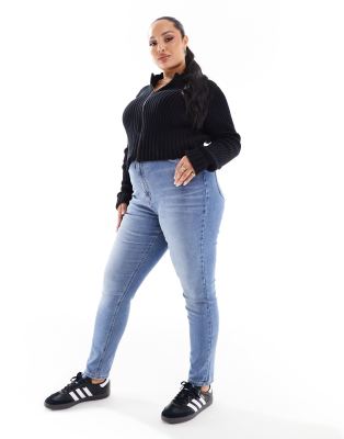 ASOS DESIGN Curve ultimate skinny jeans in mid blue - view 1