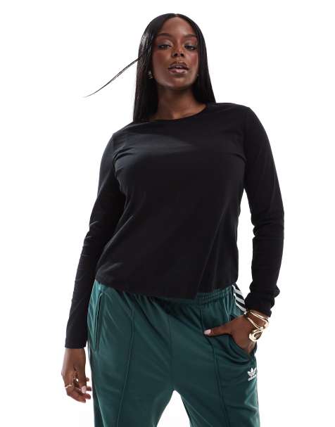 Womens Rolled Up Long Sleeve T-Shirts Plus Size High Low Hem