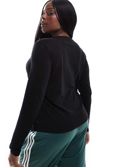 ASOS DESIGN Curve ultimate slim fit t-shirt with long sleeve in black