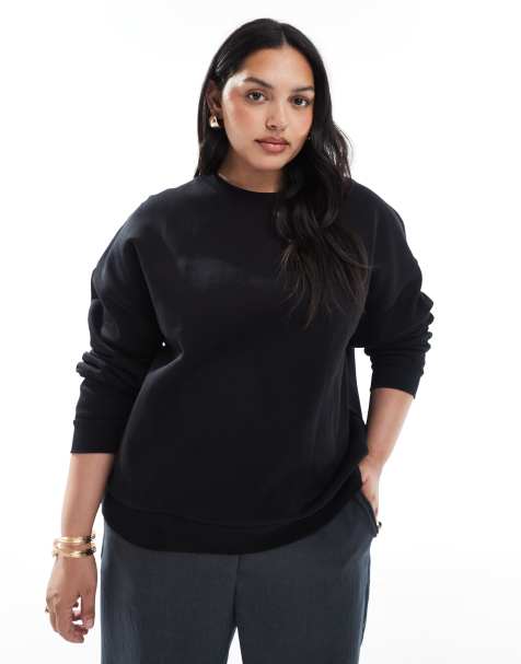 ASOS DESIGN Curve - Ultimate - Sort oversized sweatshirt med børstet tekstur - view 1