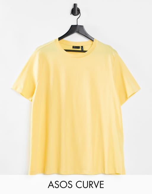 ASOS DESIGN Curve – Ultimate – T-Shirt aus Baumwolle mit Rundhalsausschnitt in Sonnengelb - YELLOW