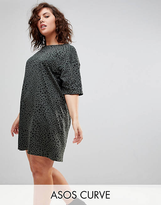 ASOS DESIGN Curve ultimate t-shirt dress in leopard print