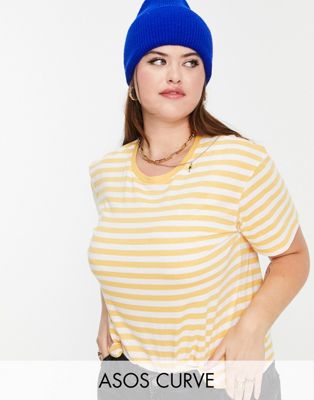 ASOS DESIGN Curve ultimate t-shirt in marigold and white stripe