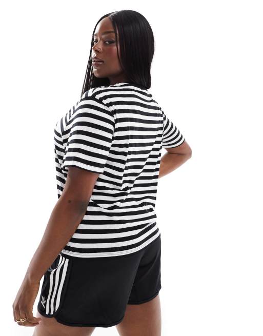 ASOS DESIGN Curve - Ultimate - T-shirt med sorte og hvide striber, 4 af 4