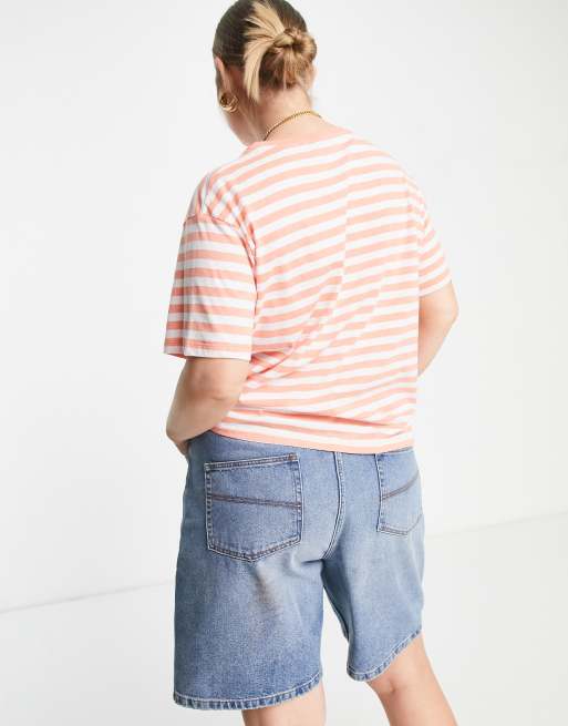 ASOS DESIGN Curve - Ultimate - T-shirt met witte en oranje strepen, 4 van 4