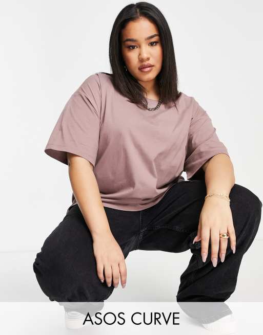 ASOS DESIGN Curve – Ultimate – T-shirt oversize w kolorze płowym