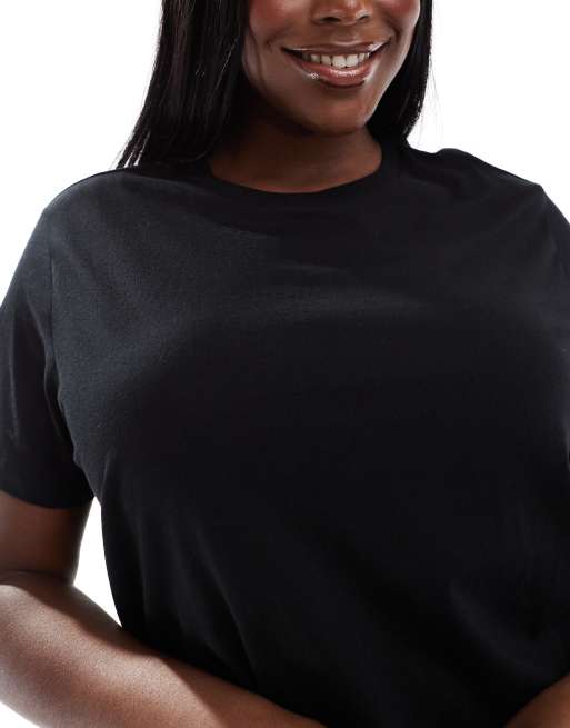 ASOS DESIGN Curve - Ultimate - T-shirt ras de cou en coton mélangé - Noir - BLACK, 2 de 4