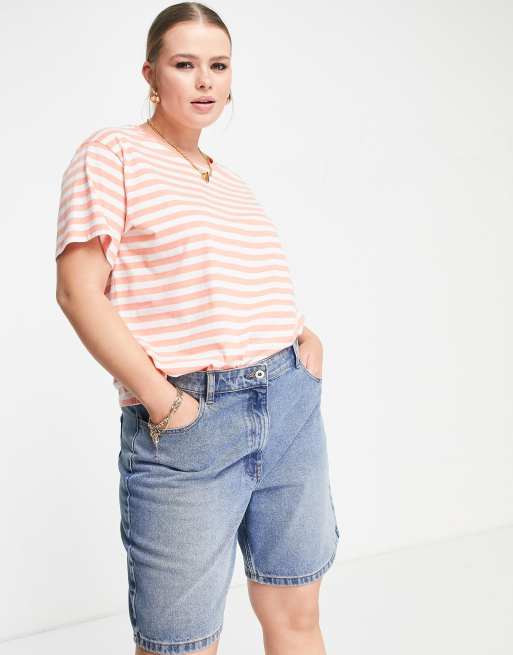ASOS DESIGN Curve - Ultimate - T-shirt - Rayures blanches et orange, 2 de 4