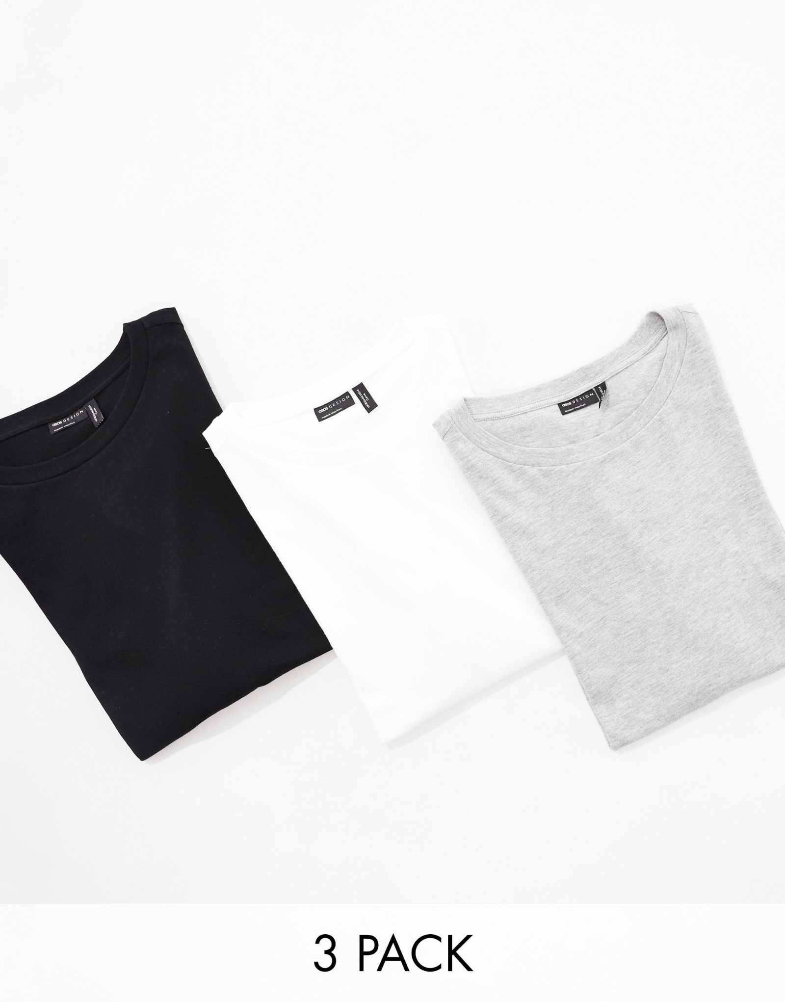 Футболка ASOS DESIGN Curve ultimate с круглым вырезом горловины, 3 шт.