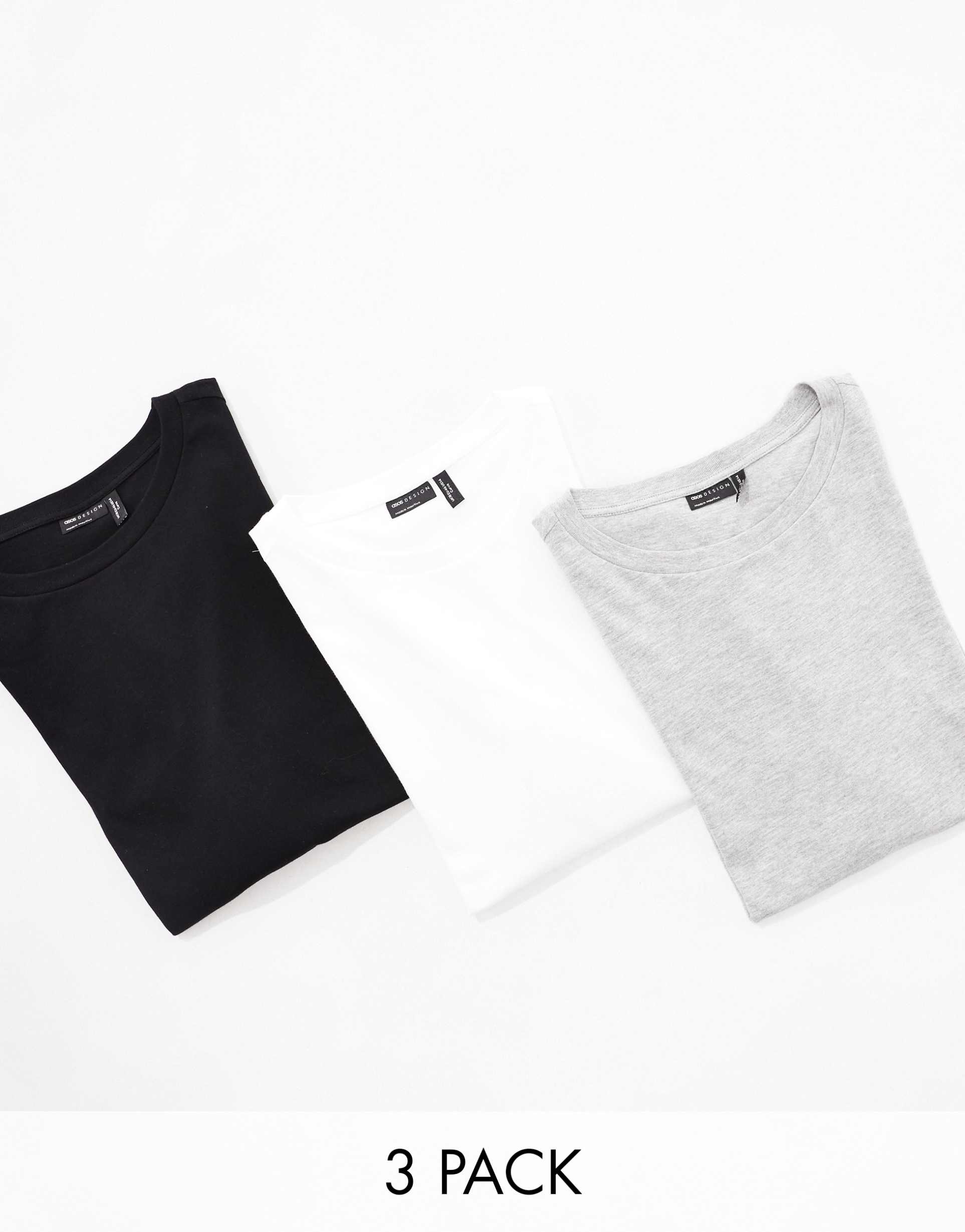 asos design curve ultimate t-shirt with crew neck 3 pack