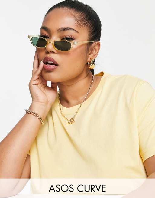 ASOS DESIGN Curve ultimate t-shirt with crew neck in cotton blend in lemon - YELLOW