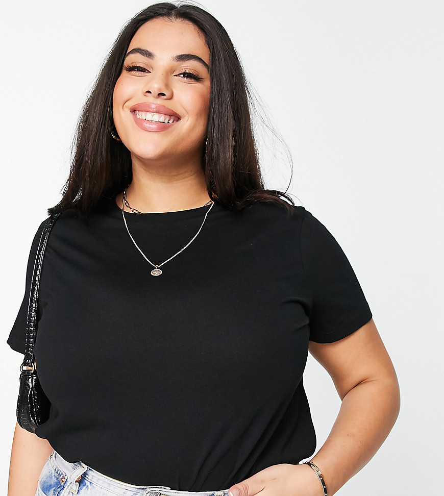 Asos Curve Asos Design Curve Ultimate T-shirt With Crew Neck In Cotton Blend In Black - Black