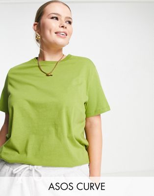 ASOS DESIGN Curve ultimate t-shirt with crew neck in cotton blend in green - MGREEN